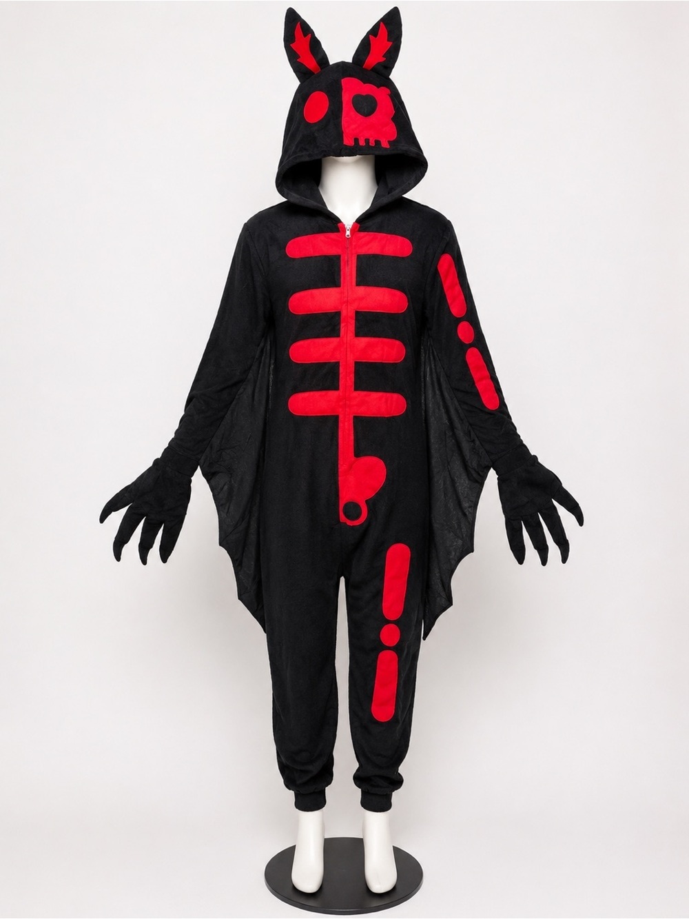 Millions Skeleton Bat Hooded Halloween Costume Adult Medium Black Red